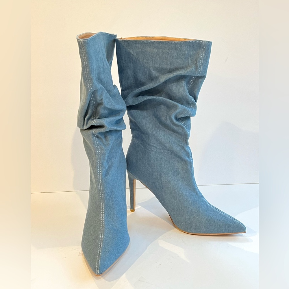 🆕 Blue fabric slouchy boots - size 41 / 9.5
